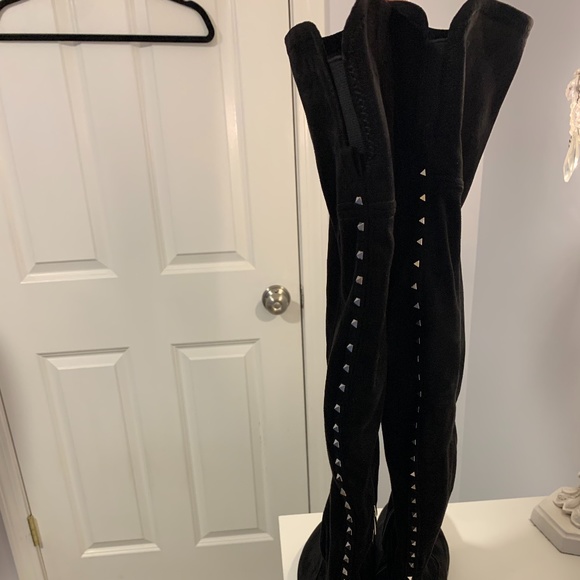 NWOT Marc Fisher Black Suede Knee High Boots - Picture 3 of 12